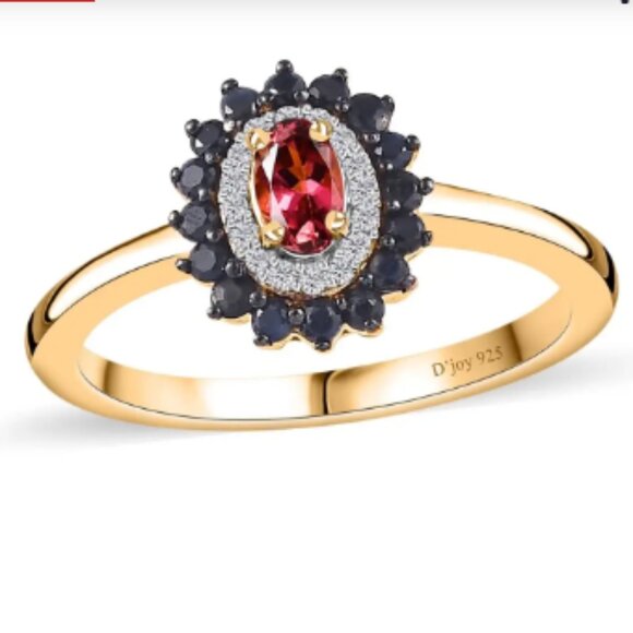 Ofiki Rubellite and Multi Gemstone Double Halo Ring - Picture 1 of 5